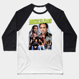 NICKELCAGE Band PARODY Funny Retro 2000's Glamour Shot Band Tee (green logo) Baseball T-Shirt